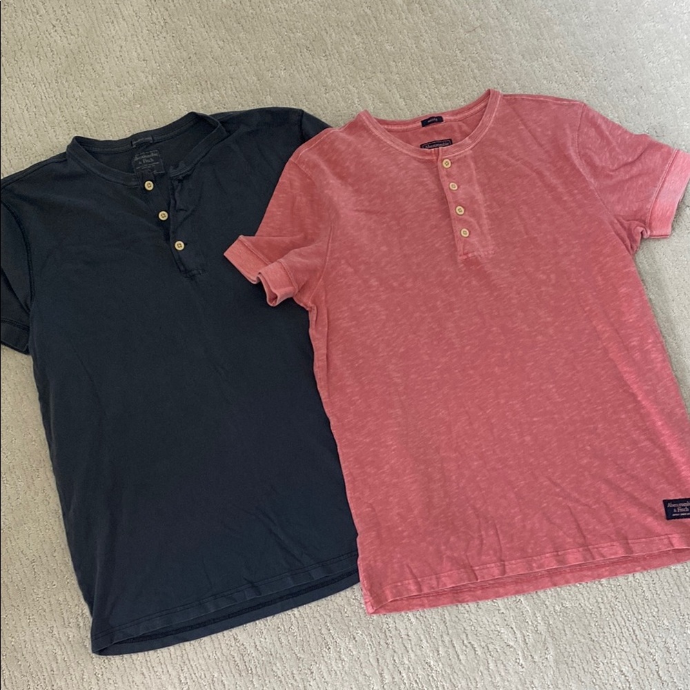 Men’s Abercrombie Henley Tees - Black and red, like new.